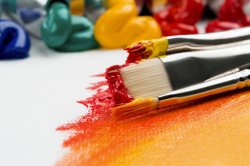 Art project workspace showing colorful mosaic tiles and creation tools